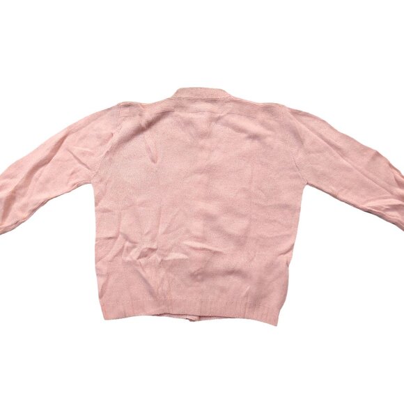 Vintage 1940s-1950s Light Pink Long Sleeve Knit Cardigan Sweater - Picture 7 of 12